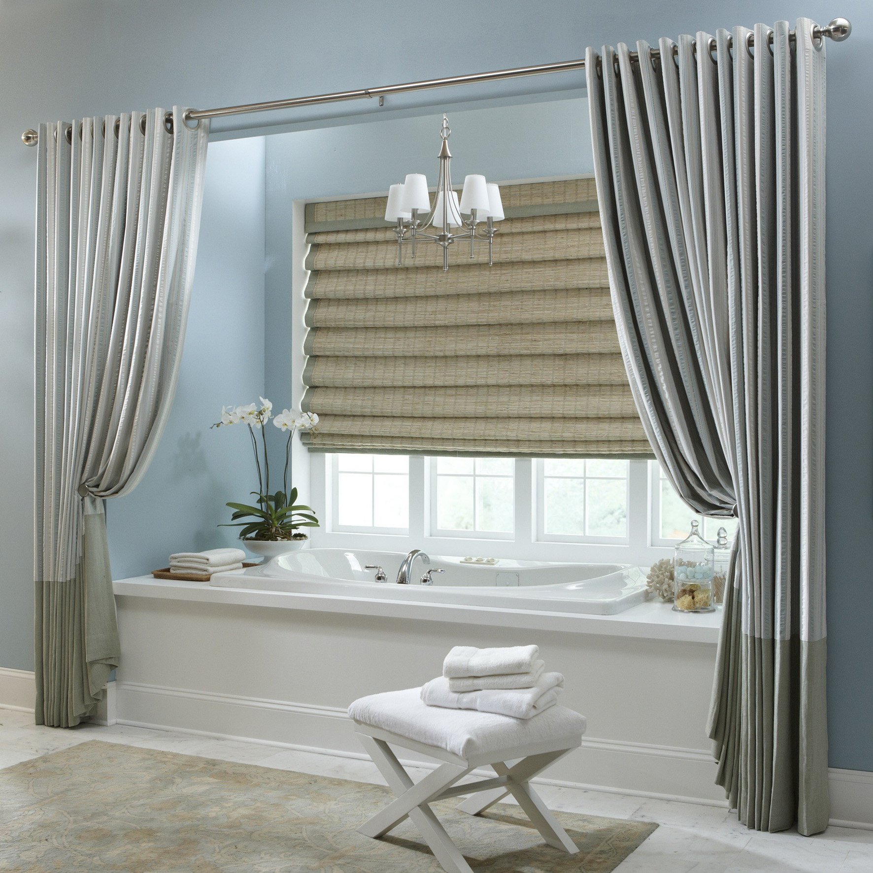 Plain Bathroom Custom Shade & Curtains