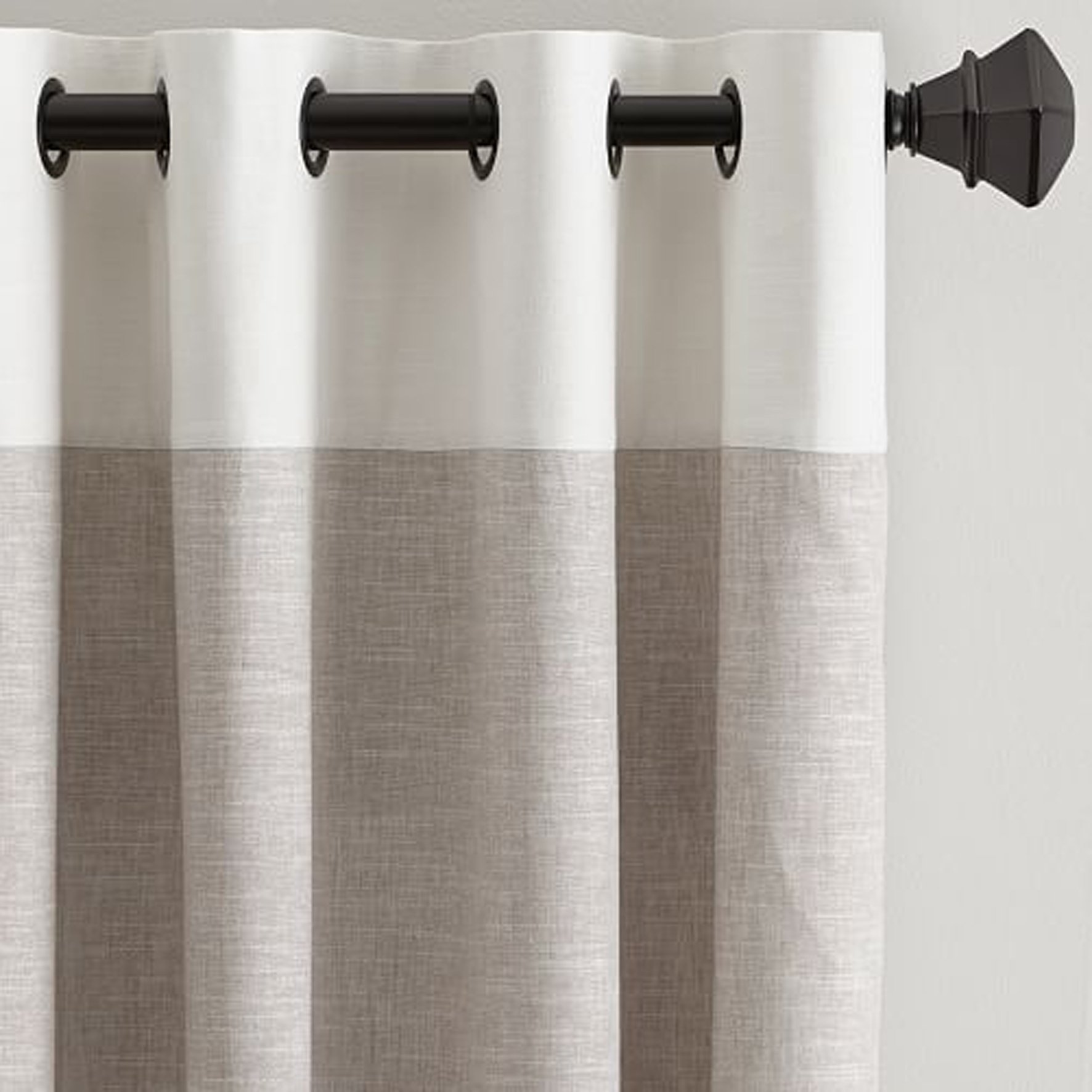 White & Beige Plain Custom Curtain