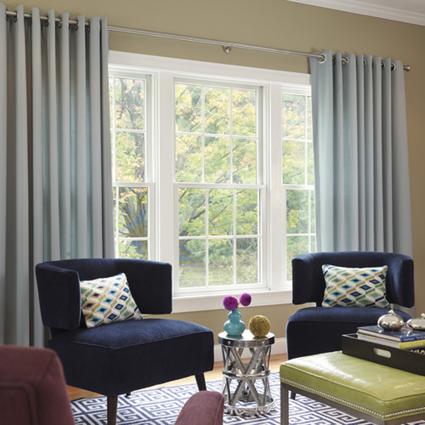 Plain Living Room Custom Curtains