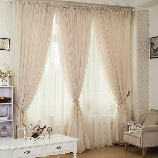 Beige & White Sheer Custom Curtains