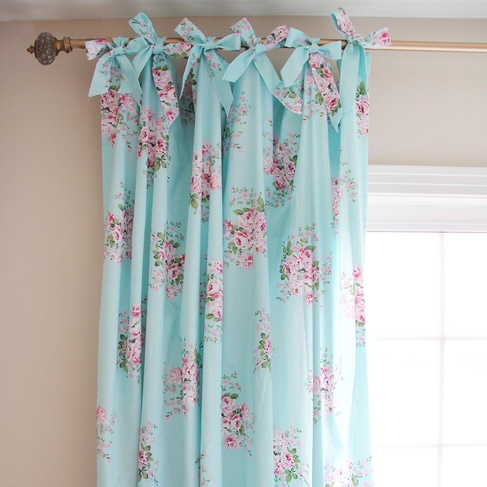 Floral Sheer Tie Top Custom Curtains