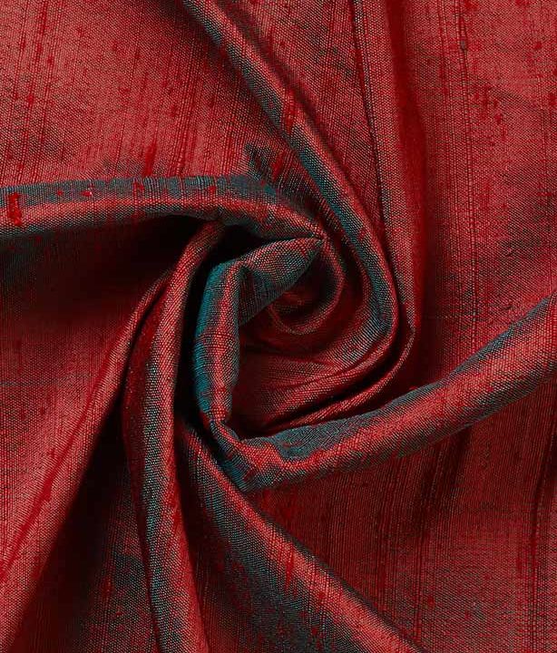 &#8216;Belgaum&#8217; Pure Silk Window Curtain Panels/ Drapes (Red)