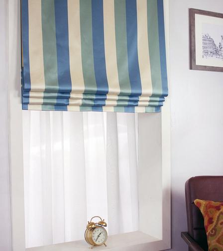 Silk Striped Fake Roman Shades For Bedroom