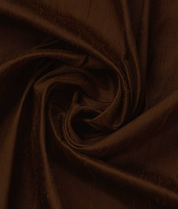 &#8216;Siliguri&#8217; Pure Silk Window Curtain Panels/ Drapes (Brown)