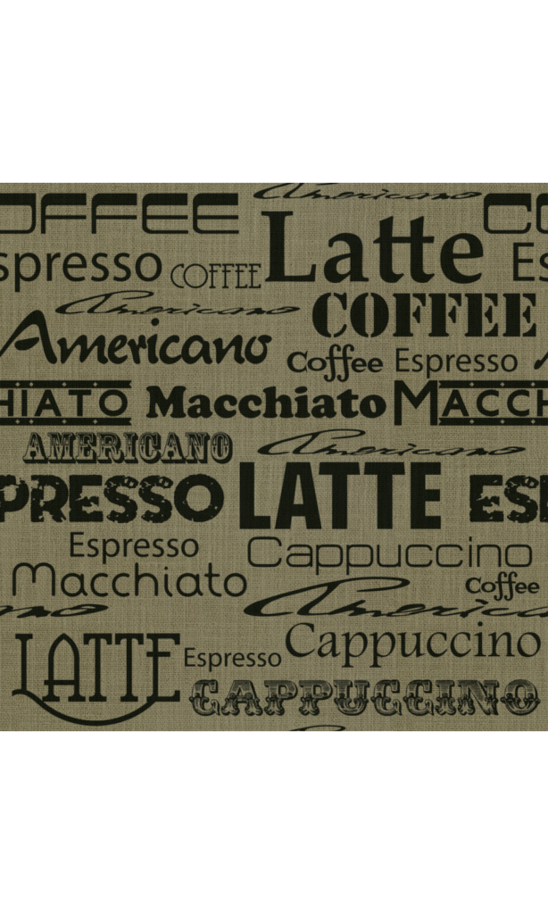 'Reina' Coffee Theme Printed Curtains (Black/ Khaki Brown)