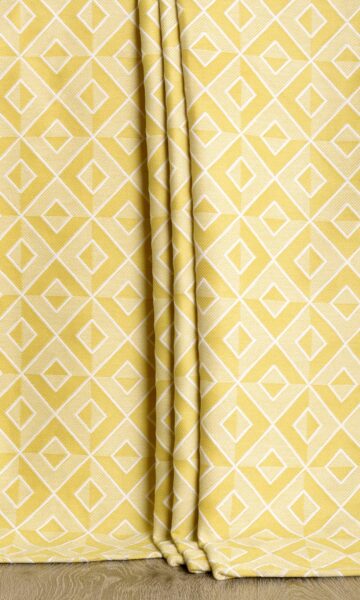 Yellow Cotton Geometric Extra Long Custom Curtains