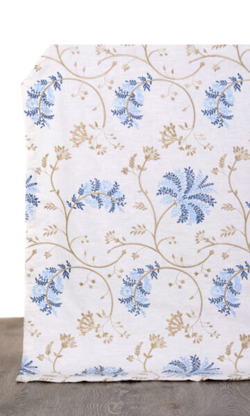 White Floral Kitchen Custom Drapery