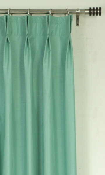 Blue Silk Double Pinch Pleat Custom Drapes
