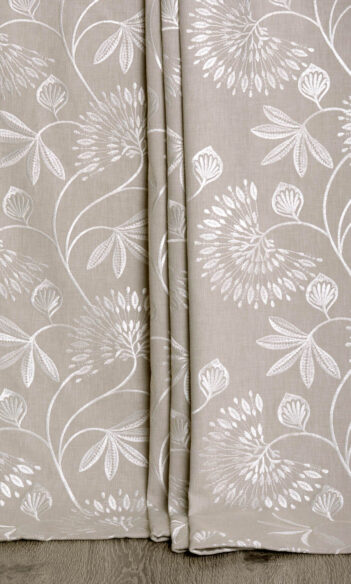 Grey Sheer Floral Custom Drapes For Dining Room