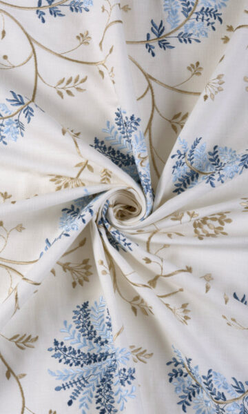 White Floral Custom Window Curtains