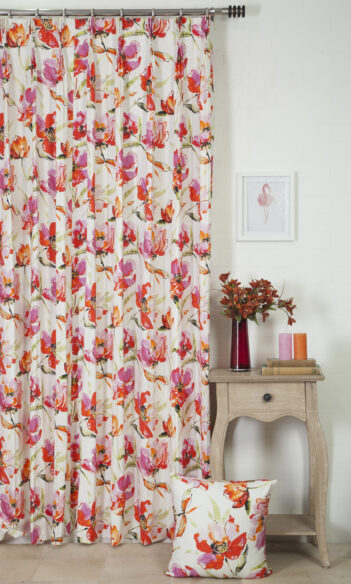 Floral Printed Custom Drapes & Cushion