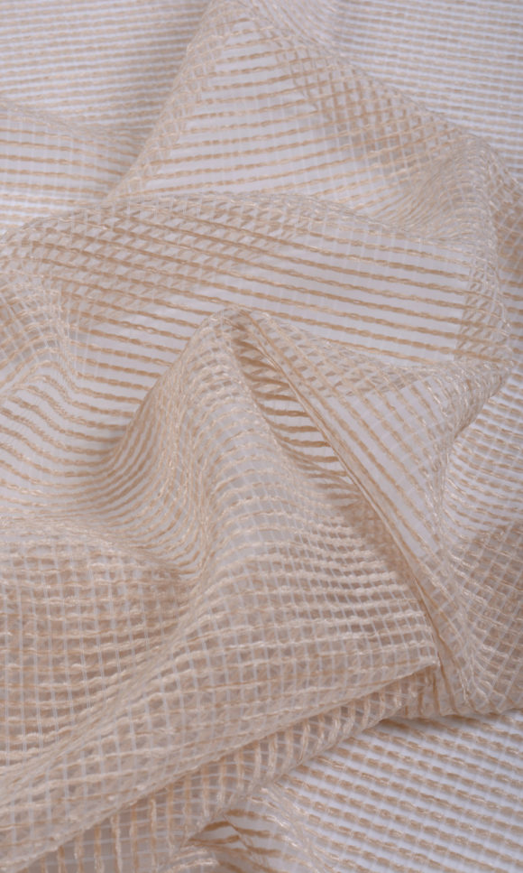 'Whipped Snow' Cotton Rich Sheer Curtains (Champagne Beige)