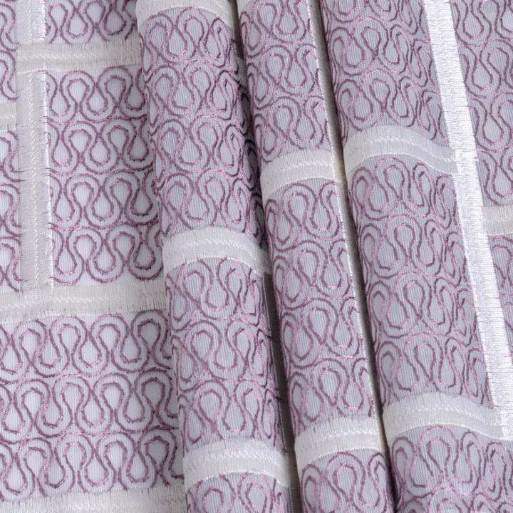 &#8216;Soft Lattice&#8217; Geometric Design Embroidery Shades (Pink/ White)