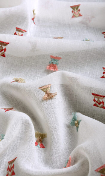 White Sheer Floral Embroidery Drapes