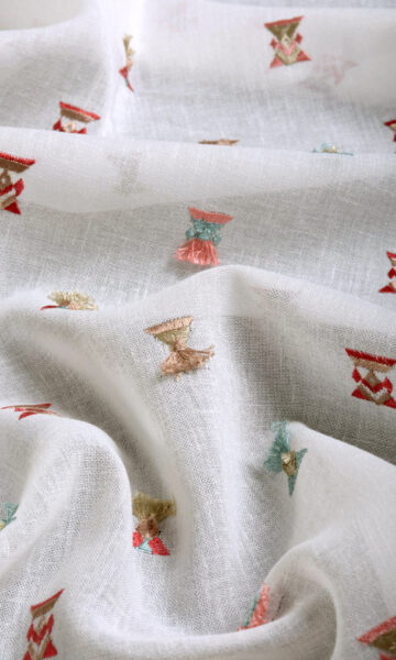 White Sheer Floral Embroidery Drapes