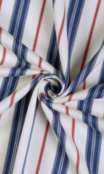 Striped Custom Drapery & Roman Blinds