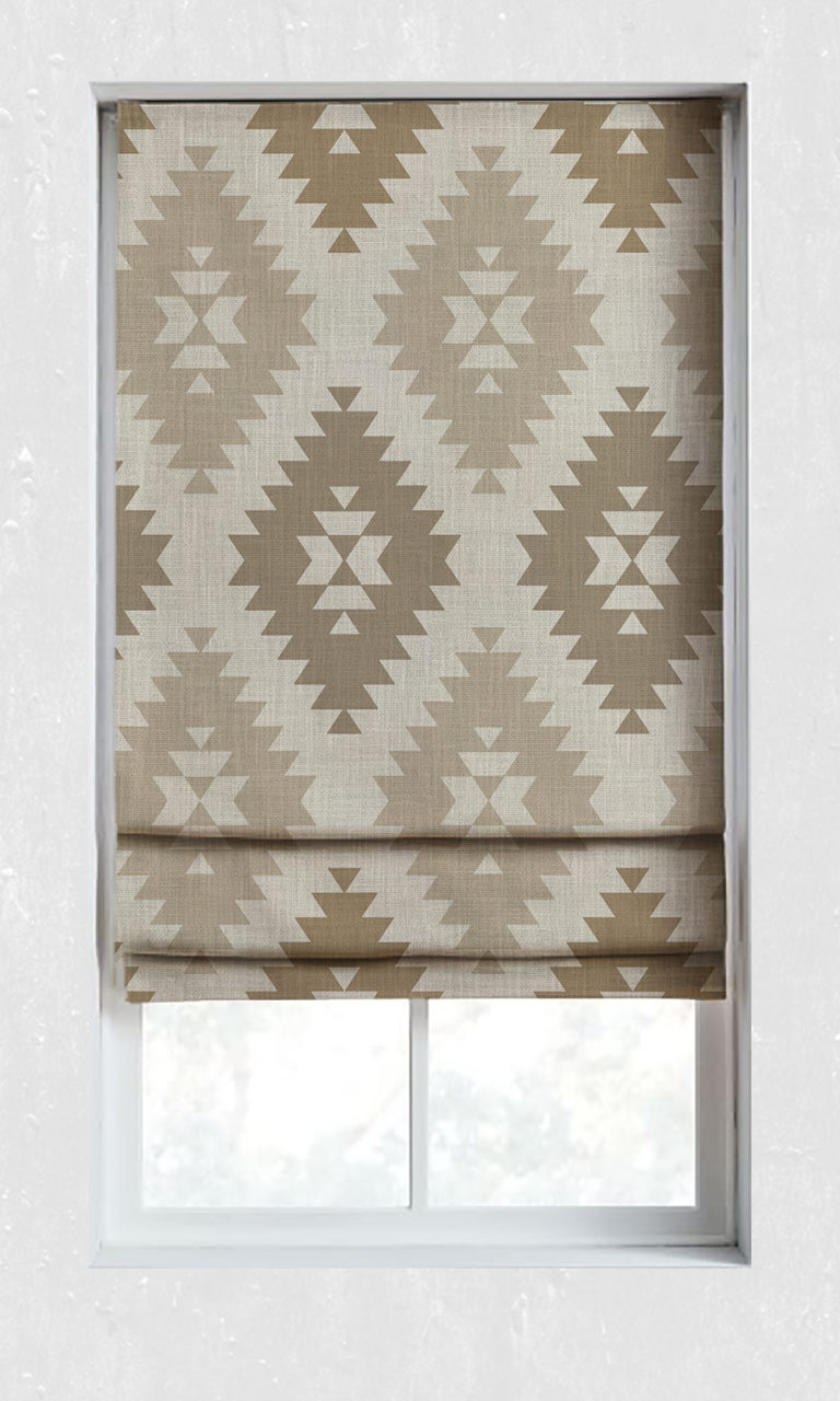 'Camilla' Geometric Print Roman Shades (Ivory/ Brown)