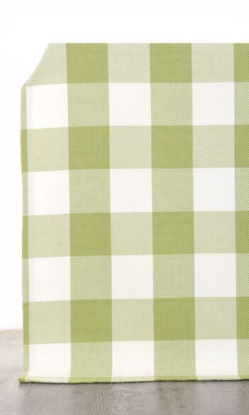 White & Green Checked Custom Window Treatments