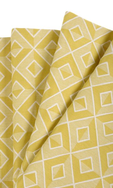 Yellow Cotton Geometric Custom Drapes For Bedroom