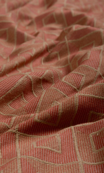 Orange Geometric Cotton Custom Drapery