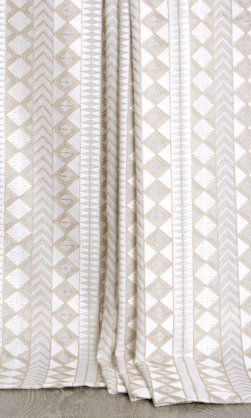 Geometric Embroidery Patterned Extra Long Custom Window Drapes