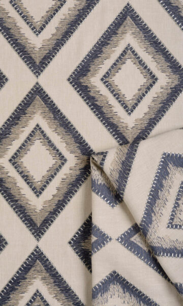Blue & Beige Custom Curtains For Living Room