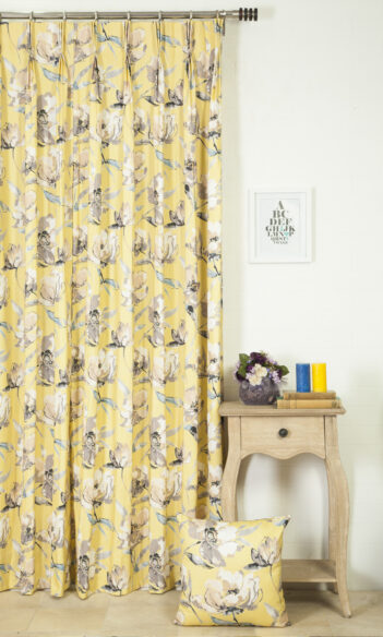 Floral Printed Custom Drapes & Cushion