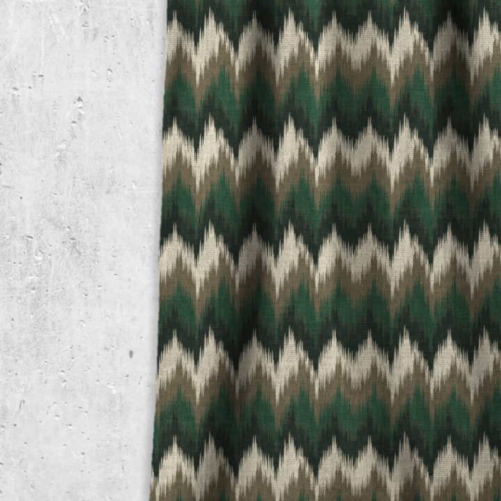&#8216;Dover Mist&#8217; Chevron Patterned Ikat Drapery/ Curtains (Green)