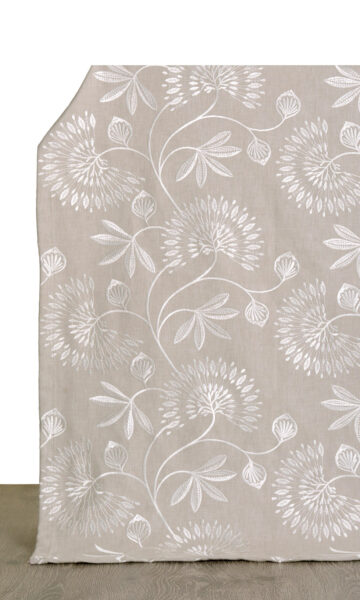 Grey Sheer Floral Custom Drapes For Living Room