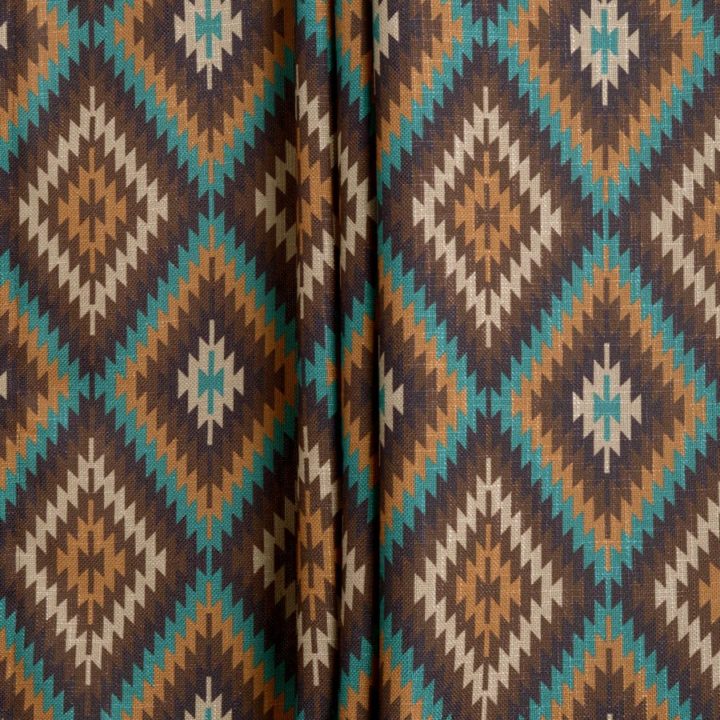 &#8216;Adele&#8217; Fabric by the Yard (Brown/ Beige/ Turquoise)