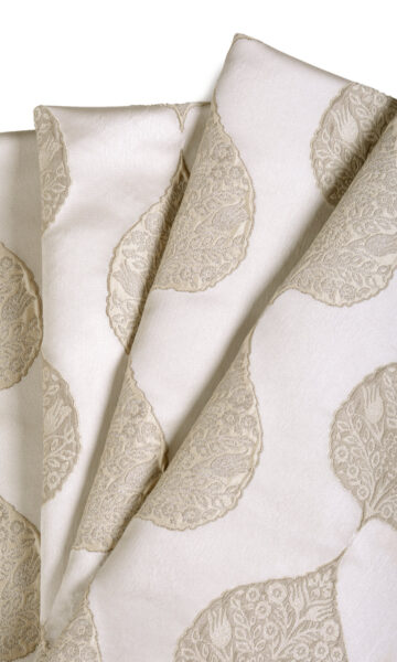 Beige & White Tie Top Custom Curtains