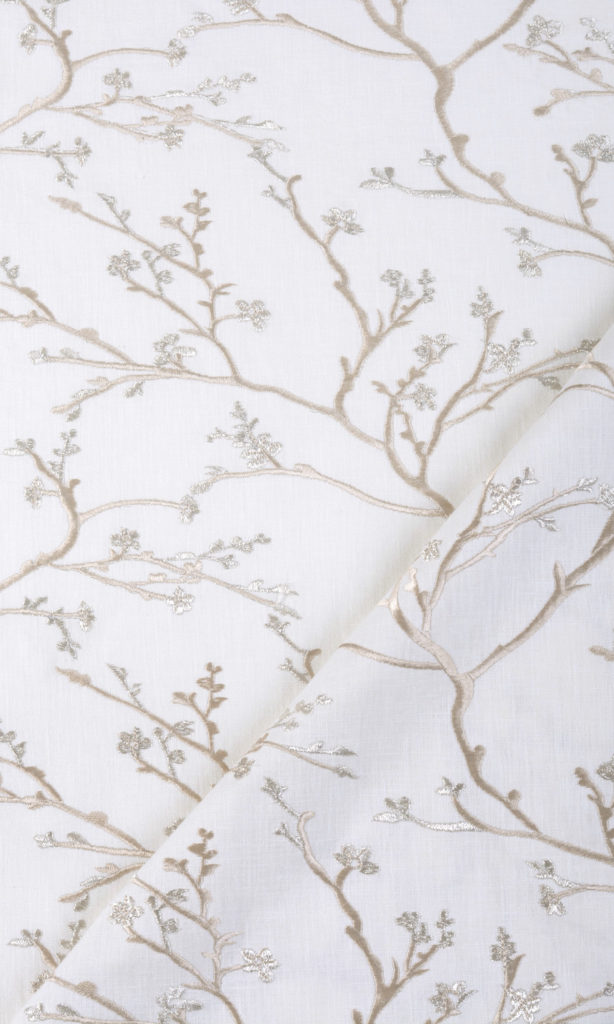 'Morlaix' Floral Vine Print Embroidery Shades (White/ Beige)