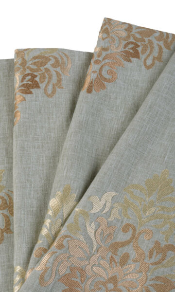 Grey Floral Custom Window Curtains