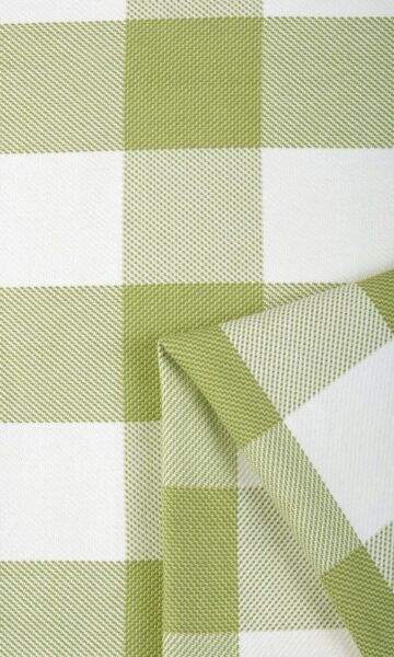 White & Green Checked Custom Extra Long Curtains