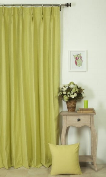 Green Cotton Custom Drapes For Dining Room