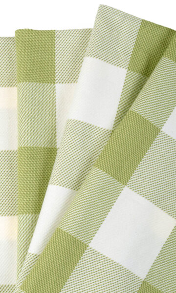 White & Green Checked Custom Roman Shades