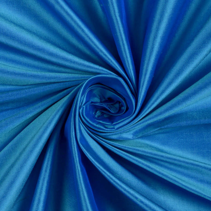 &#8216;Melanza&#8217; Plain Shantung Silk Custom Drapes (Azure Blue)