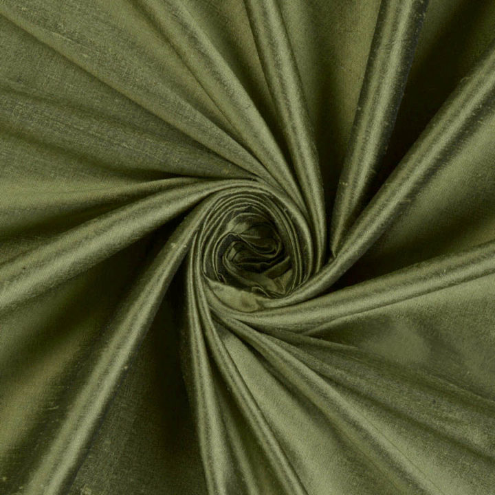 &#8216;Terra&#8217; Shantung Silk Made-to-Measure Roman Blinds (Olive Green)