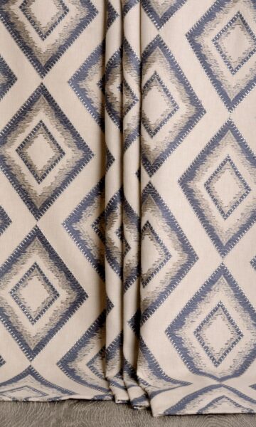 Blue & Beige Geometric Extra Long Custom Curtains