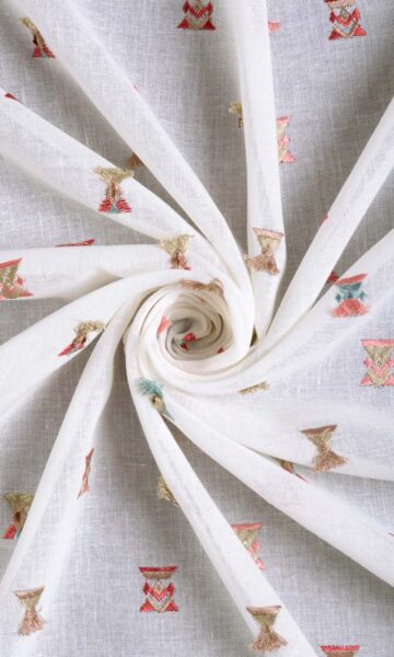 White Sheer Floral Embroidery Drapes For Girls Room