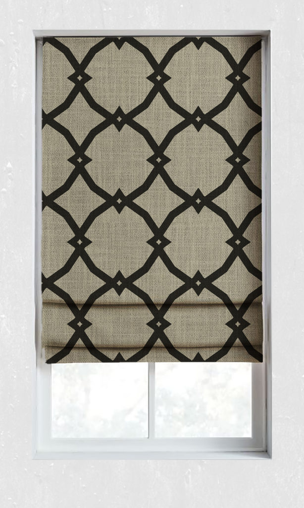 'Mainty' Geometrical Patterned Curtains (Black/ Stone Grey)