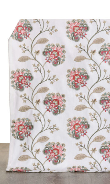 White Floral Patterned Extra Long Curtains