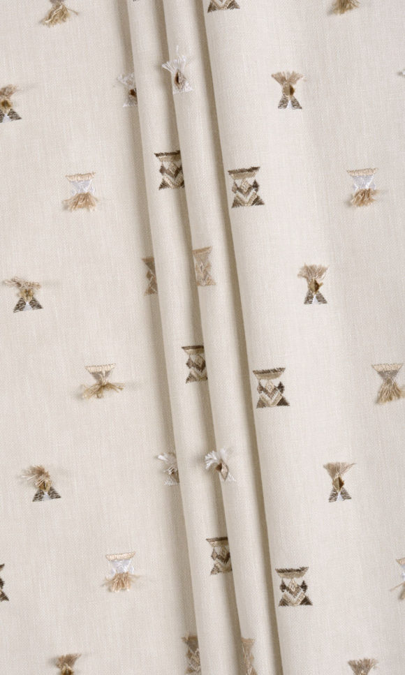 'Patroon' Embroidered Curtains (Beige/ Brown/ White/ Beige)