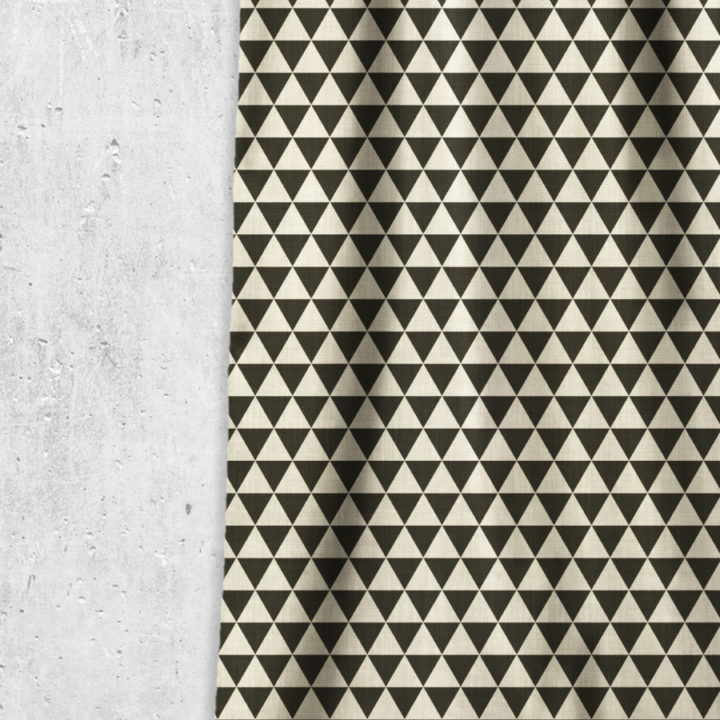 &#8216;Zwart&#8217; Geometrical Printed Curtains/ Drapes (Black/ Ivory)