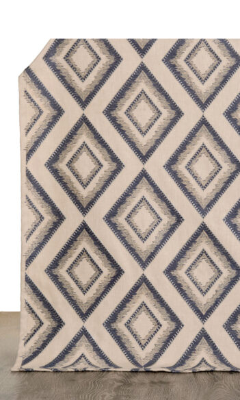 Blue & Beige Geometric Wide Custom Curtains
