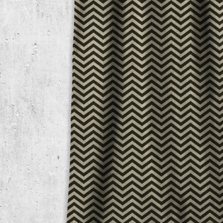 &#8216;Wakuda&#8217; Geometrical Printed Drapes (Black/ Stone Grey)