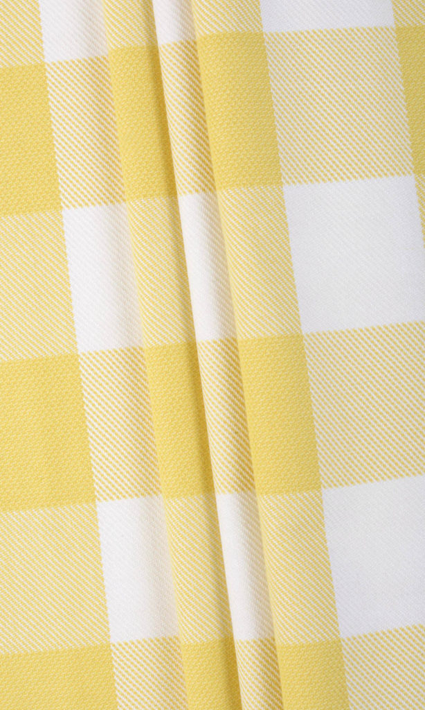 Yellow Checked Custom Curtains For Living Room