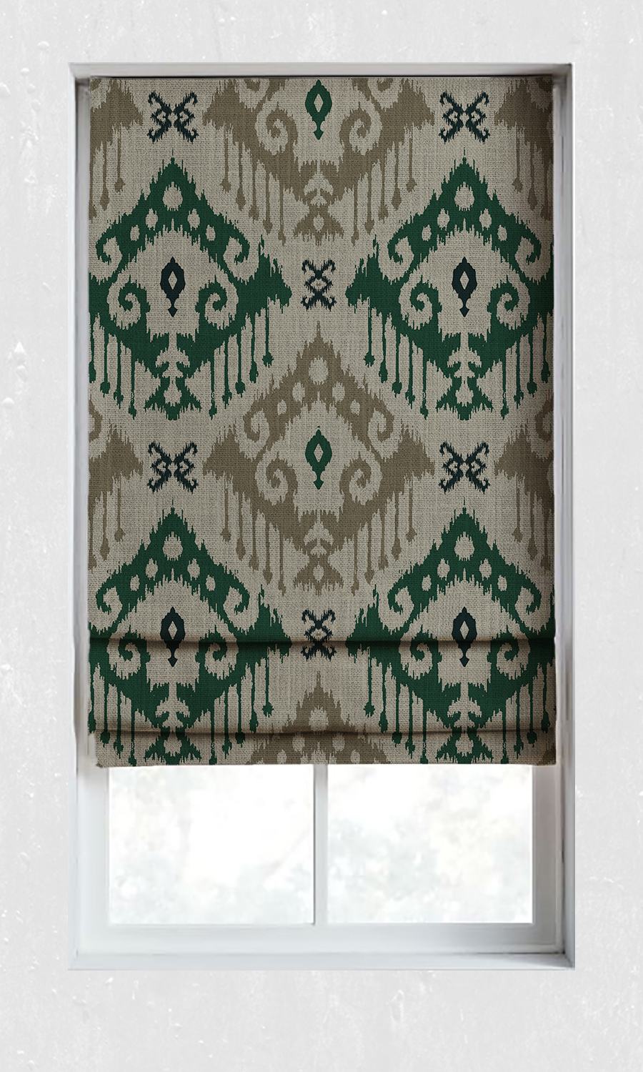'Argos Hall' Ikat Print Window Roman Shades/ Blinds (Green)