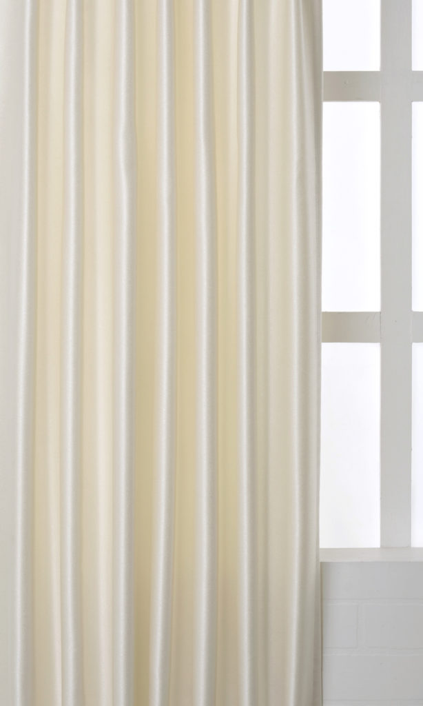 Cream Plain Linen Custom Curtain With Geometric Trim