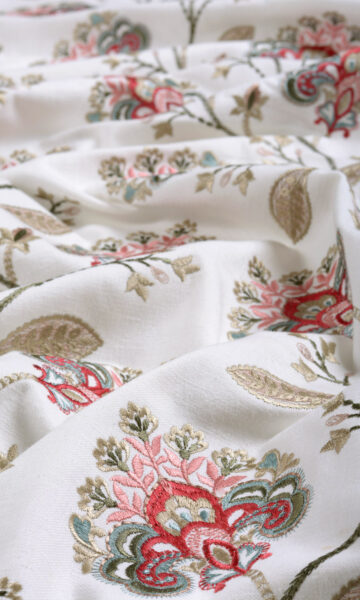 White Floral Patterned Drapes